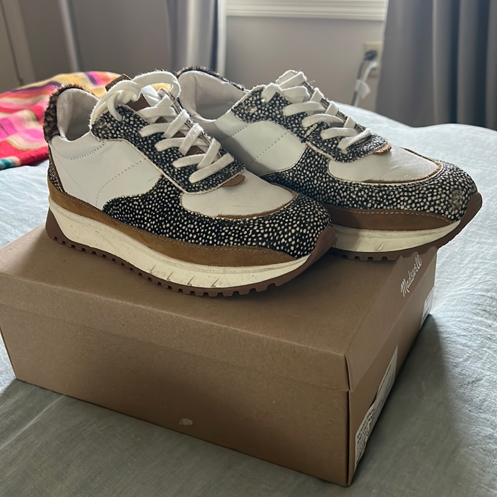 Madewell Kickoff trainer sneakers in leather and calf hair